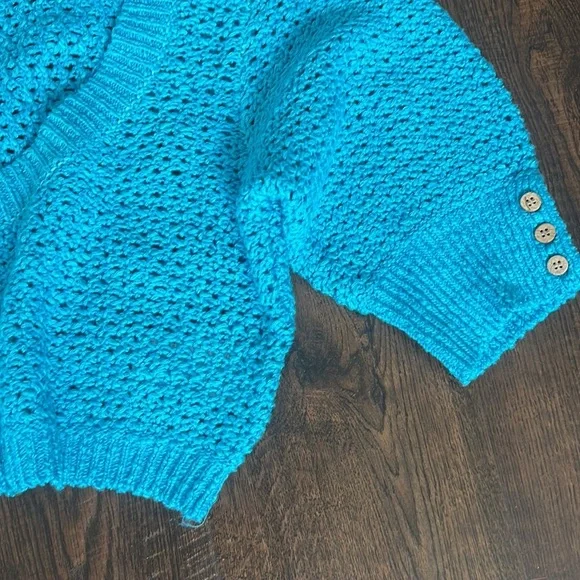 Free People Beach Blue Cropped Knit Cardigan - Picture 6 of 12